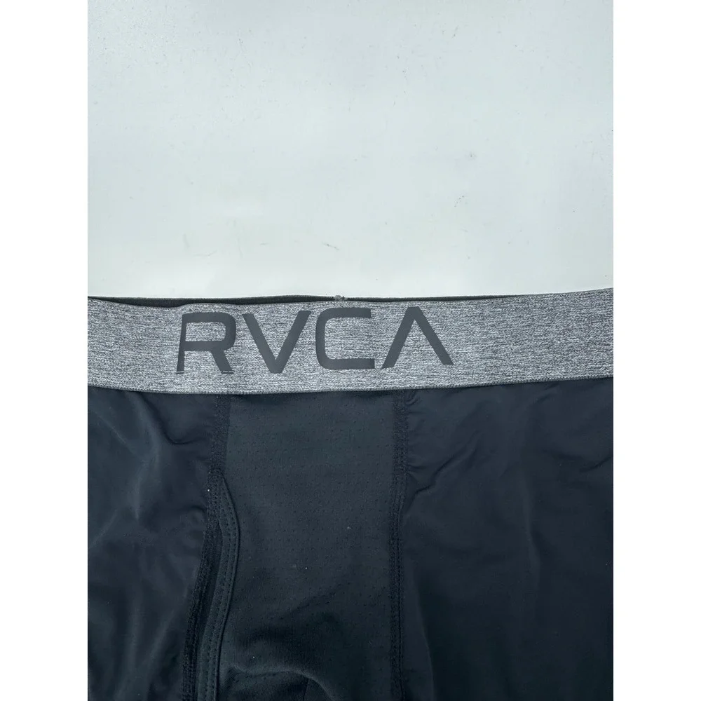 RVCA Mens Boxer Briefs Black Gray Logo Waistband Size M‎ Nylon Spandex